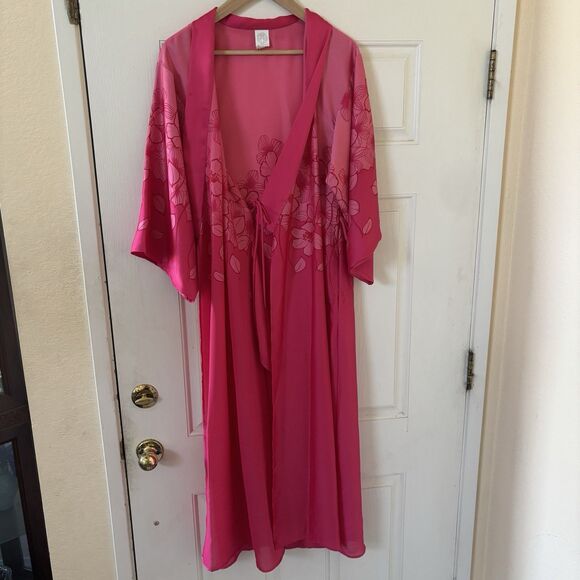 Natori Womens Nightgown Robe S Pink Tropical Floral Lounge Sleep Pajamas Resort - Picture 2 of 12